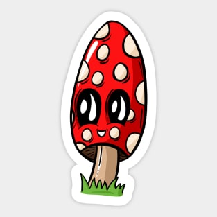 Magic Mushroom Smiling Character Sticker